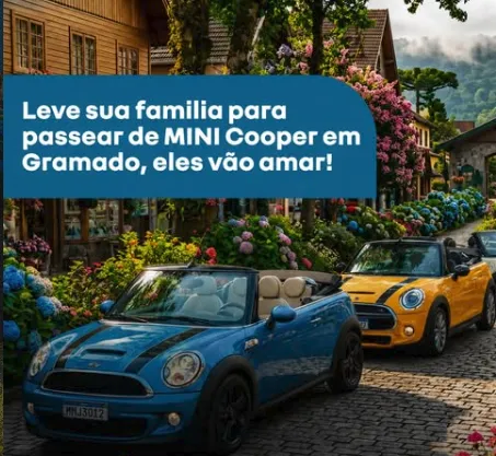 Passeio de MINI Cooper em família em Gramado